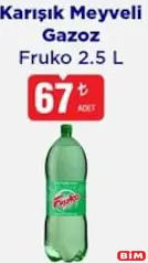 FRUKO KARIŞIK MEYVELİ GAZOZ 2,5 L FRUKO KARIŞIK MEYVELİ GAZOZ 2,5 L